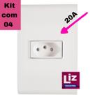Conjunto Tomada Simples Liz 20a Tramontina 2P+T 20A/250V Kit C/ 4 Unidades