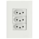 Conjunto Tomada Tripla 10A Tramontina Giz, 4x2, Branco