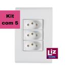 Conjunto Tomada Tripla Tramontina Liz 2P+T 10A/250V Com 5 Unidades