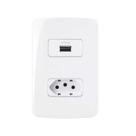 Conjunto Tomada USB Carregador + Tomada 2P+T 10A B3 MarGirius