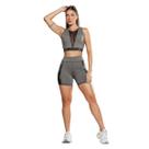 Conjunto Top Academia Feminino Decote Vazado Shorts Biker Anatômico Modelador Alta Compressão UV50+