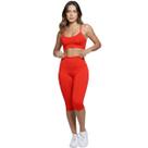 Conjunto Top Alça Fina Bermuda Ciclista Bella Fiore Roupa Para Academia Moda Fitness Musculação Cor:VermelhoTamanho:GG