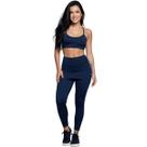 Conjunto Top Alça Fina E Calça Saia Suplex Bella Fiore Roupa Para Academia Moda Fitness Musculação Cor:MarinhoTamanho:P