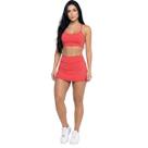 Conjunto Top Alça Fina E Short Saia Bella Fiore Roupa Para Academia Treino Moda Fitness Musculação Cor:VermelhoTamanho: