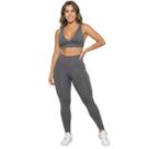 Conjunto Top Bojo Costa Cruzada e Calça Suplex Bella Fiore Roupa Para Academia Fitness Musculação Tamanho:MCor:CinzaGê