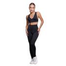 Conjunto Top Bojo Costa Cruzada e Calça Suplex Bella Fiore Roupa Para Academia Moda Fitness