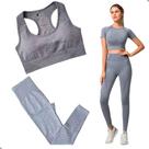 Conjunto Top de Academia Feminino Fitness Zero Transparência, Empina Bumbum, Bojo Removível, Legging, Academia, Pilates, Yoga, Treino, Esportivo