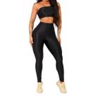 Conjunto Top e Calça Feminino Fitness Empina Bumbum Uv+50