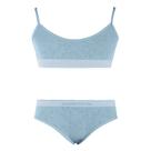 Conjunto Top e Calcinha Tanga Infantil Azul Gelo Zee Rucci