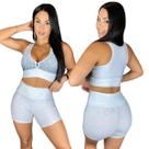 Conjunto Top e Short degrade em Tecido Suplex academia