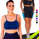 Conjunto Top fitness ALÇA FINA bojo Feminino + SHORT leg LEGGING COM BOLSOS Academia Corrida 643