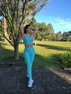 Conjunto Top + Legging, Cor Verde Água, Tam M
