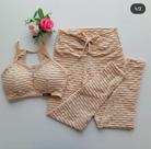 Conjunto Top + Legging texturizado Tam. M Cor Bege