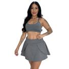 Conjunto Top Nadador e Short Saia Esportiva de Cintura Elástica com Bolsos Top Ana e Flor