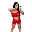 Conjunto Top + Short Suplex Gringas Model Sem Bojo