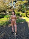 Conjunto Top + Short tecido ribana cor caramelo tam M