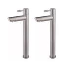 Conjunto torneira banheiro lavatorio bica alta 1/4 de volta inox escovado