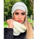 Conjunto Touca Caída Gorro Beanie Masculino E Feminino Com Cachecol Gola Lã Tricô Macio Quentinho