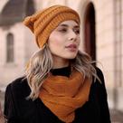 Conjunto Touca Caída Gorro Beanie Masculino E Feminino Com Cachecol Gola Lã Tricô Macio Quentinho