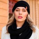 Conjunto Touca Caída Gorro Beanie Masculino E Feminino Com Cachecol Gola Lã Tricô Macio Quentinho