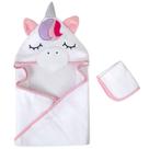 Conjunto Towel Baby Essentials Unicorn com capuz 76x76 cm 23x23 cm