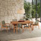 Conjunto Traço 2 Cadeiras com Braço, 4 Cadeiras sem Braço e 1 Mesa 180cm Corda Stain Jatobá Conjunto Traço 2 Cadeiras com Braço, 4 Cadeiras sem Braço e 1 Mesa 180cm Corda Stain Jatobá