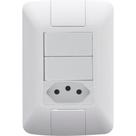 Conjunto Tramontina Aria 4X2 Branco Com Placa (2 Simples+Tomada) 57241/073