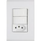 Conjunto Tramontina Branco Com Placa Liz Branca 2 Simples + Tomada 2P+T. 10A. - 57170/073