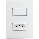 Conjunto Tramontina Liz 4X2 Branco Com Placa (1 Simples+Tomada 10A)