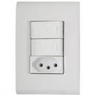 Conjunto Tramontina Liz 4X2 Branco Com Placa (2 Simples+Tomada 10A)