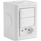 Conjunto Tramontina Lizflex Branco Com 2 Interruptores Simples E 1 Tomada 2p+t 10 A 250 V Conjunto Tramontina Lizflex Branco Com 2 Interruptores Simples E 1 Tomada 2p+t 10 A 250 V