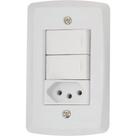 Conjunto Tramontina Lux 4X2 Branco Com Placa (2 Simples+Tomada)