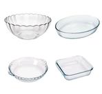Conjunto Travessas Assadeiras Marinex 4 Peças Tigela 3,1L + Oval 2,4L + Filetada 1,3L+Quadrada 1,1L