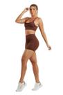Conjunto Treino Feminino Top Alças Finas Reguláveis Shorts Cintura Alta Compressão Modelador UV50+