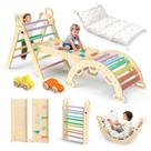 Conjunto triangular BlueWood Pikler de brinquedo de escalada com almofada 9 em 1