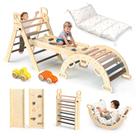 Conjunto triangular Pikler BlueWood 9 em 1 com almofada para crianças Conjunto triangular Pikler BlueWood 9 em 1 com almofada para crianças