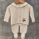 Conjunto Tricot Bege - Bordado de Cerejinha