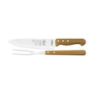 Conjunto trinchante churrasco dynamic 2 peças com lâminas em aço inox e cabos de madeira - Tramontina Conjunto trinchante churrasco dynamic 2 peças com lâminas em aço inox e cabos de madeira - Tramontina