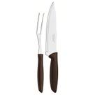 Conjunto Trinchante com Lâminas em Aço Inox e Cabos de Polipropileno Plenus Marrom 2pçs - Tramontina