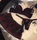 Conjunto Trio Tulipa Preto e Vermelho