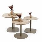 Conjunto Triplo Atria Bases laca Champanhe &amp Tampo Mármore Travertino