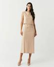 Conjunto Tweed Saia Midi Botões Cropeed Ombreira Pérola