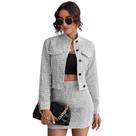 Conjunto Tweed Saia Xadrez E Jaqueta -