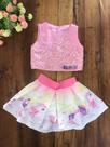 Conjunto Unicórnio Rosa Saia Cropped Festa Temático Lindo