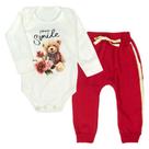 Conjunto ursa creme 2 pçs em moletom