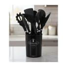 Conjunto Utensílios 11 Pcs Silicone Cabo Plástico Gourmet Cor:preto