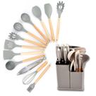 Conjunto Utensílios 19 peças Silicone Facas Tabua Cozinha