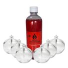 Conjunto Velas Lamparina Vidro 100ml Redonda Fluido 500ml