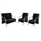 Conjunto Vênus 2 Poltronas de 1 Lugar e 1 de 2 Lugares Braço Alumínio D Salla Suede