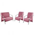 Conjunto Vênus 2 Poltronas de 1 Lugar e 1 de 2 Lugares Braço Alumínio D Salla Suede